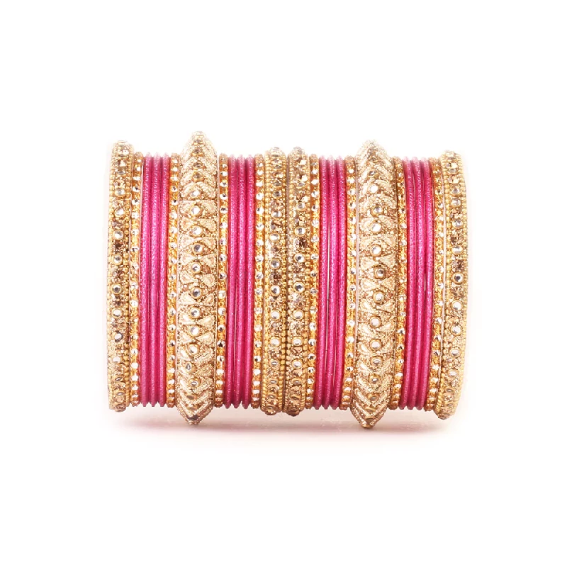 Traditional Trendy Designer Kundan Work Bangle Set, Pink - Gold (172690)-1.webp